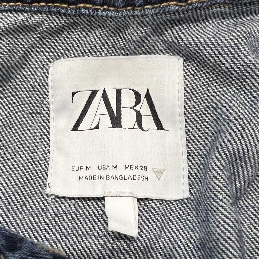 Zara Denim Romper Frayed Raw Hem Short Sleeve Utility Playsuit - Picture 3 of 3